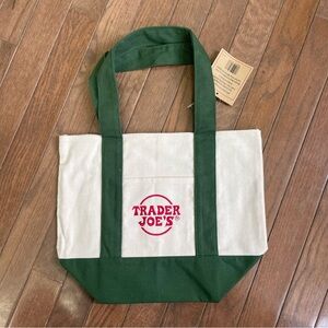 Trader Joe's Green and Cream Tote Bag